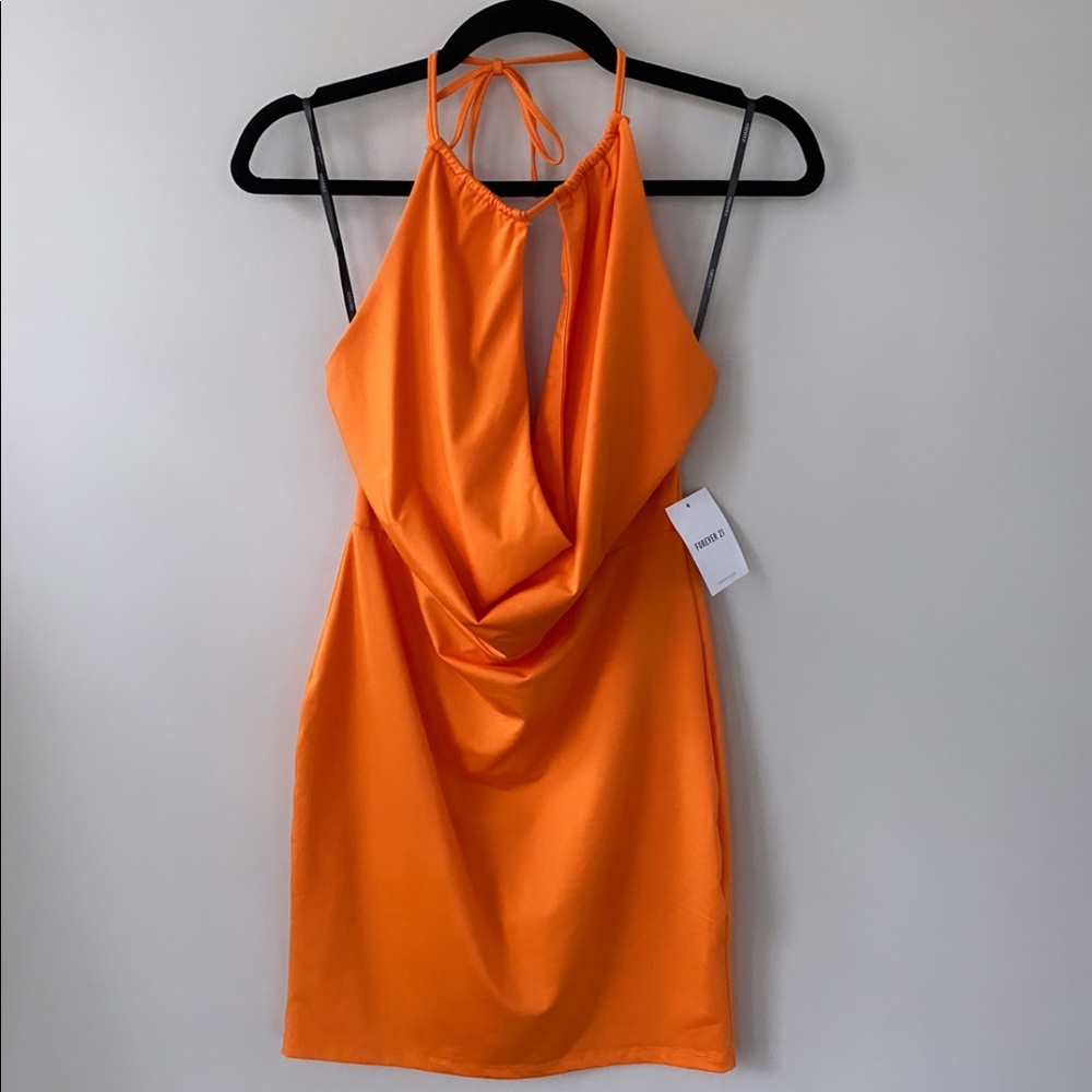 Orange mini halter dress